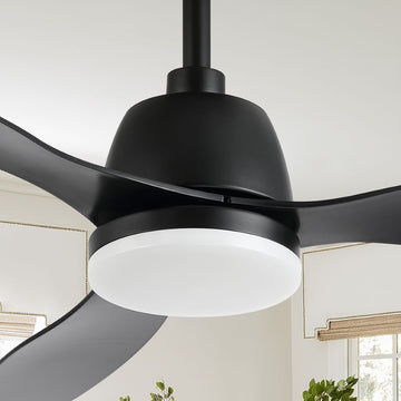 Audie 52" Classic Industrial Iron/Plastic Mobile-App/Remote-Controlled 6-Speed Propeller Integrated LED Ceiling Fan - JONATHAN Y